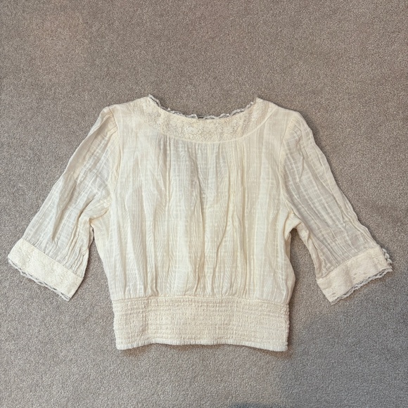 American Eagle Cream Lace Trimmed Corset Style Blouse - Picture 4 of 4